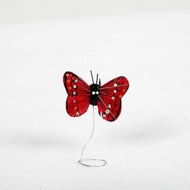 01 Hand Painted Butterflies Red - Pack of 24