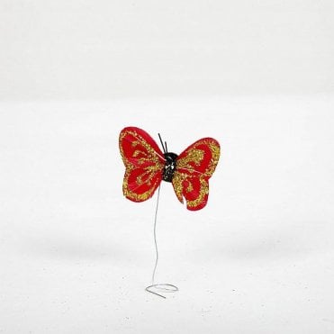 04 Small Glitter Butterflies Red - Pack of 24