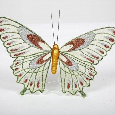 05 Webbed Glitter Butterflies Green