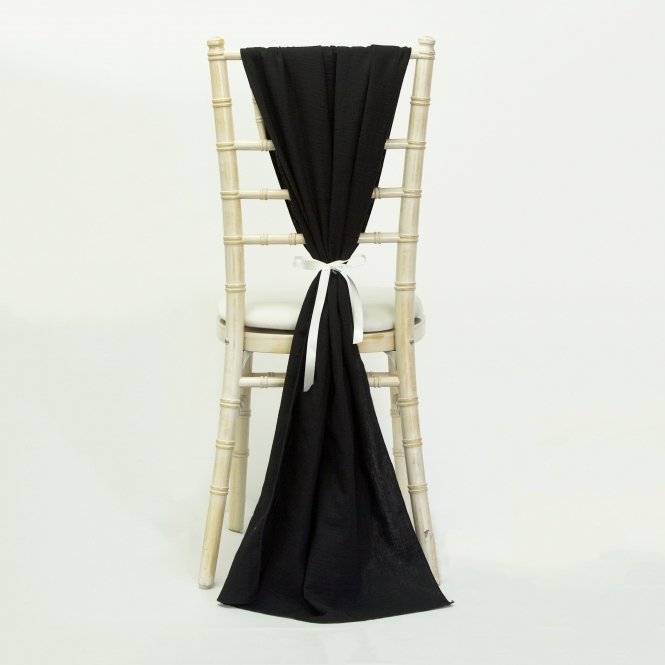 Bespoke Cheesecloth Double Gauze Chair Drape Black