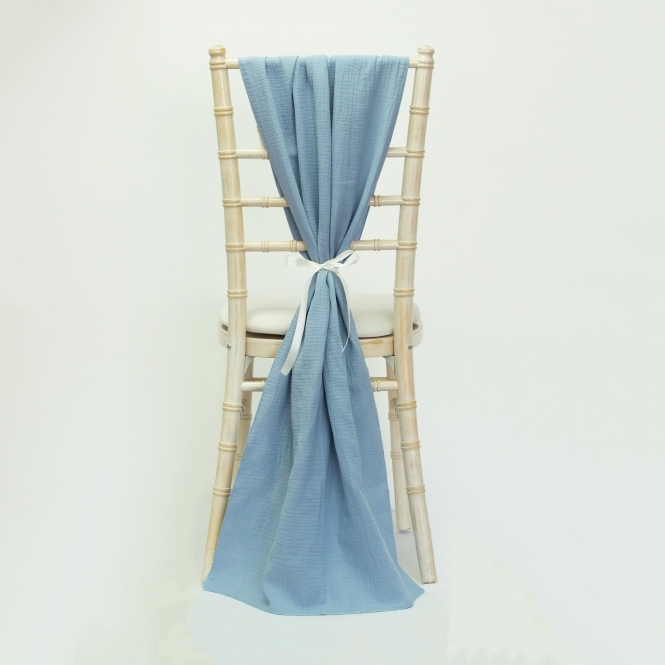 Bespoke Cheesecloth Double Gauze Chair Drape Cornflower