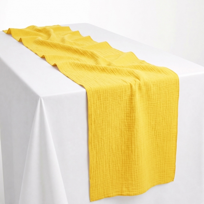 Bespoke Cheesecloth Double Gauze Table Runner Yellow
