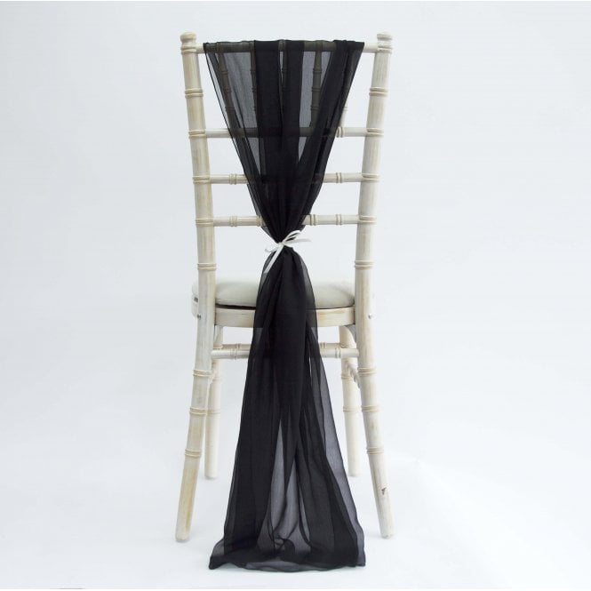 Bespoke Chiffon Georgette Vertical Drape Black