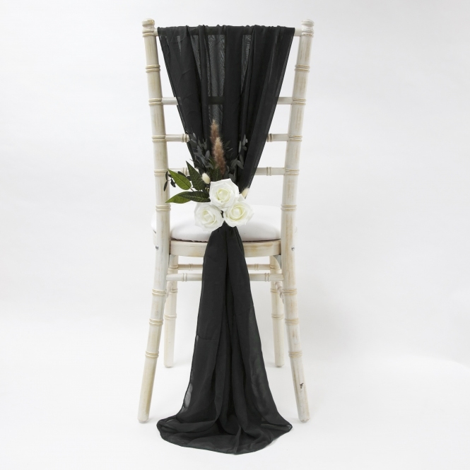 Bespoke Chiffon Vertical Drape Black (Made To Order)
