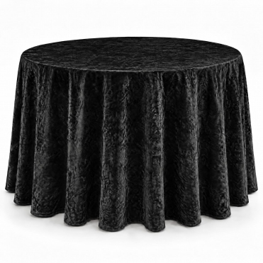 Bespoke Crushed Velvet Tablecloth 132" Round Black