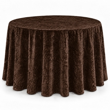 Bespoke Crushed Velvet Tablecloth 132" Round Brown