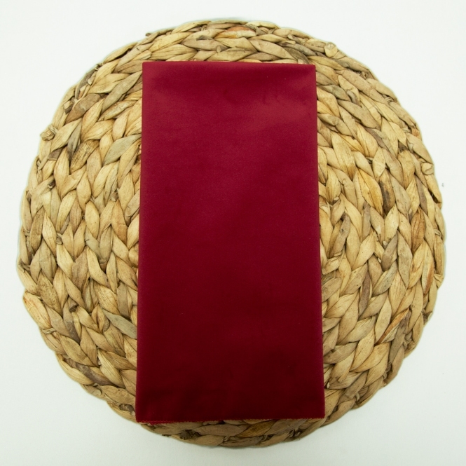 Bespoke Plain Velvet Napkin Red