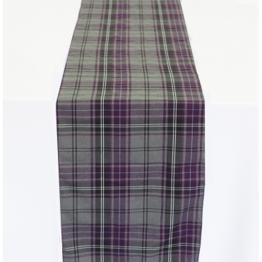 Bespoke Tartan Table Runner Grey/Purple