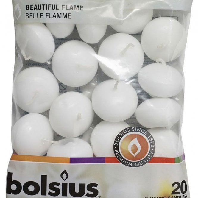 Bolsius Floating Candles White 20 Pack