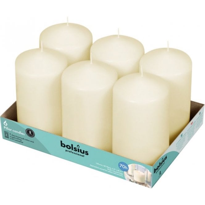 Pillar Candles P6 6 Pack Ivory