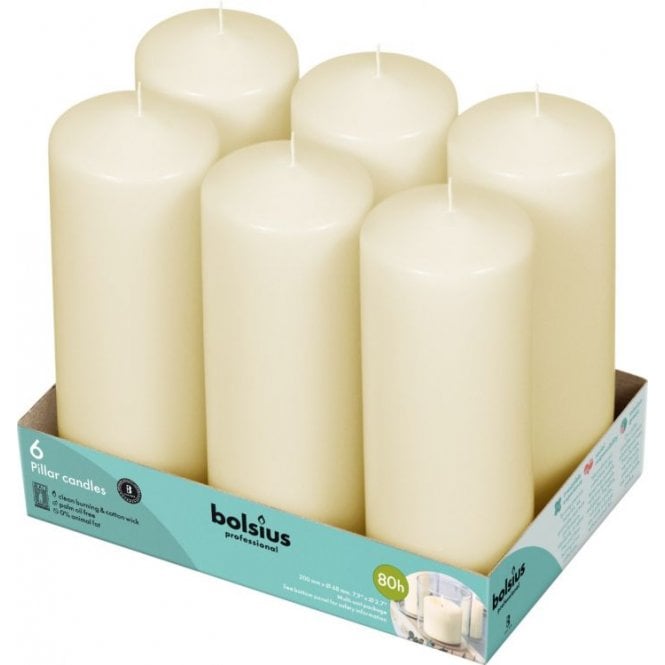  Pillar Candles P8 6 Pack Ivory