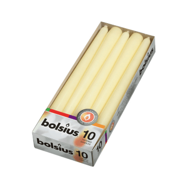 Bolsius Tapered Candles Ivory (Pack Of 10)