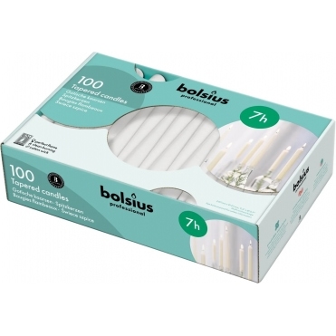 Bolsius Tapered Dinner Candles White 24cm 100 pack