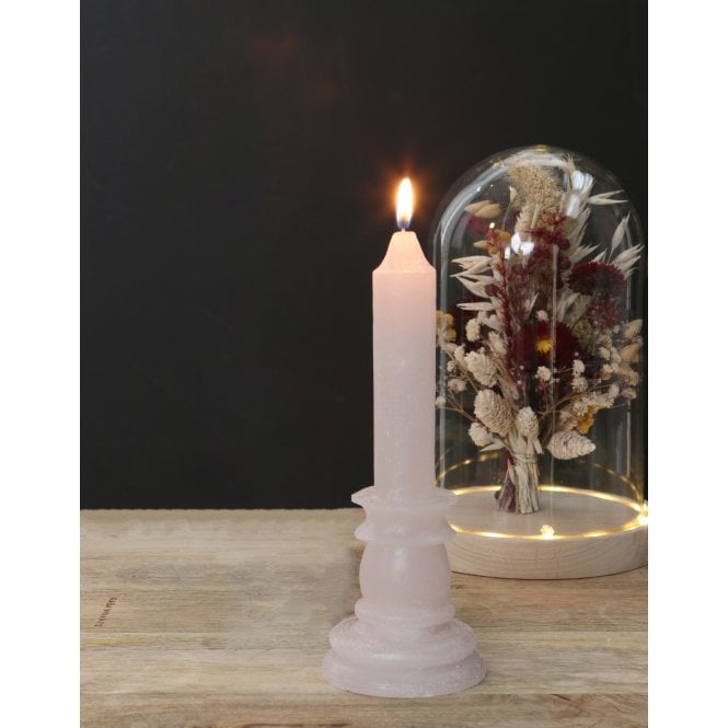 Candle Rustic White/Pink 20cm