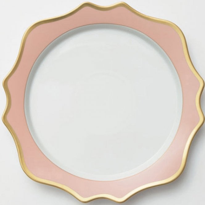 Ceramic Lotus Scalloped Rimmed Charger Plates Pink/Gold