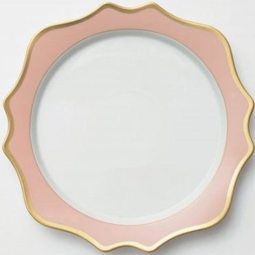 Ceramic Lotus Scalloped Rimmed Charger Plates Pink/Gold