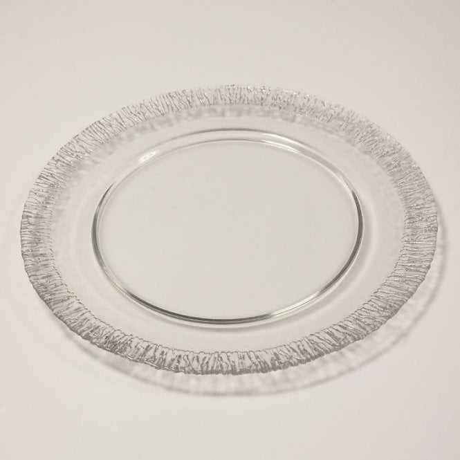 Charger Plate Crackled Silver Rimmed 0298