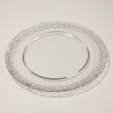 Charger Plate Crackled Silver Rimmed 0298