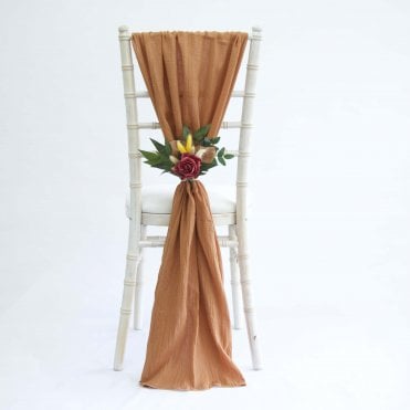 Cheesecloth Chair Drapes Terracotta