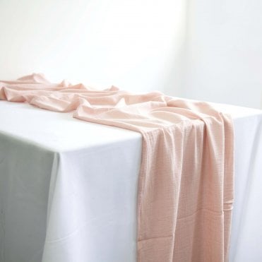 Cheesecloth Table Runner Dusky Pink