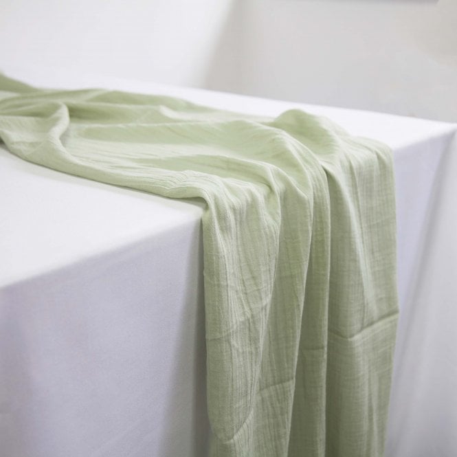 Cheesecloth Table Runner Dusky Sage