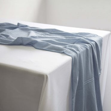 Cheesecloth Table Runner Dusty Blue