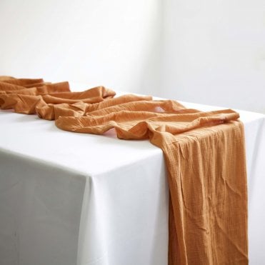 Cheesecloth Table Runner Terracotta