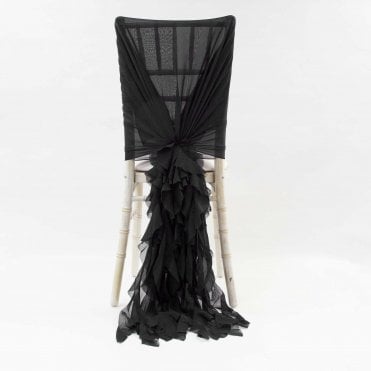 Chiffon Hoods With Ruffles Black