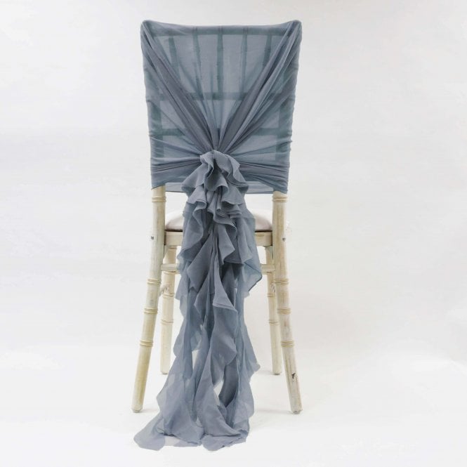 Chiffon Hoods With Ruffles Dusty Blue