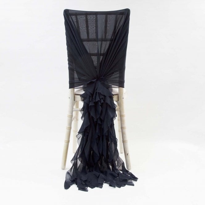 Chiffon Hoods With Ruffles Navy