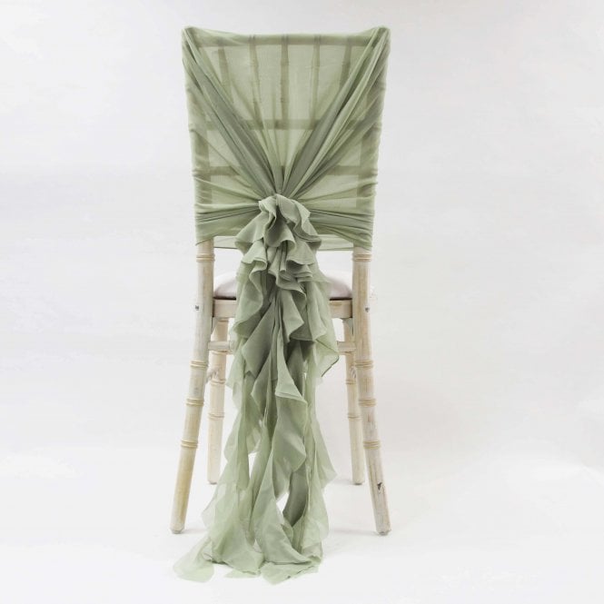 Chiffon Hoods With Ruffles Sage