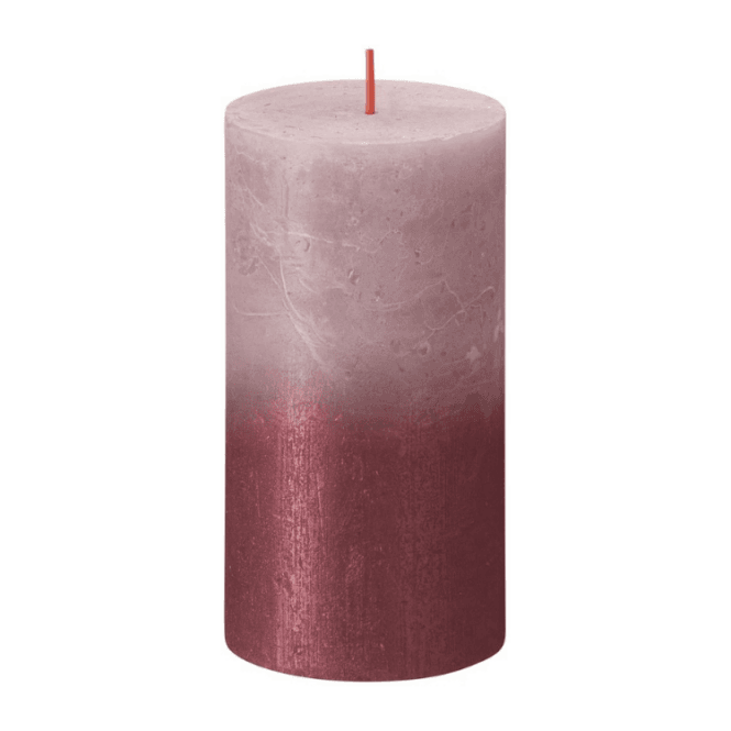 Christmas Shimmer Pillar Candle Faded Rose