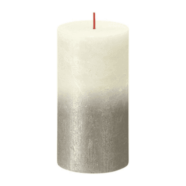Christmas Shimmer Pillar Candle Pearl Champagne