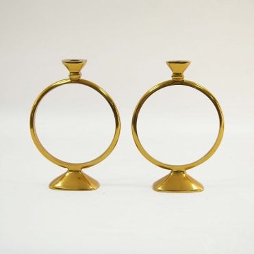 Circular Sunset Gold Tapered Candle Holder NP-2828