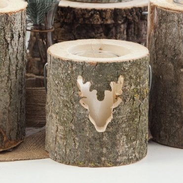 Classic Indoor Wood Lantern Deer Head Design Small