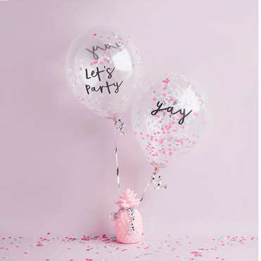 Confetti Filled Balloons 5 Pack Lets Party 12in