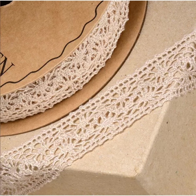 Cotton Lace Ribbon Coffee 25mm x 10m