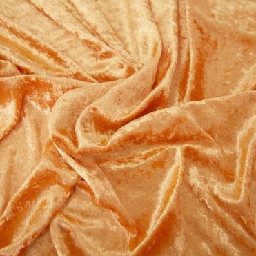 Crushed Velvet Fabric Orange 150cm