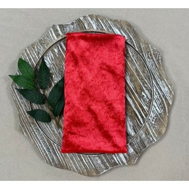 Crushed Velvet Napkin Red