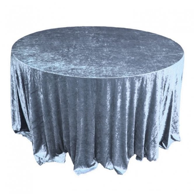 Crushed Velvet Table Cloth Dusty Blue