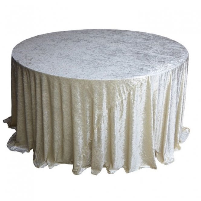 Crushed Velvet Table Cloth Ivory