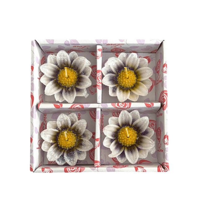 Daisy Glitter Floating Candle 4 Pack No8 C