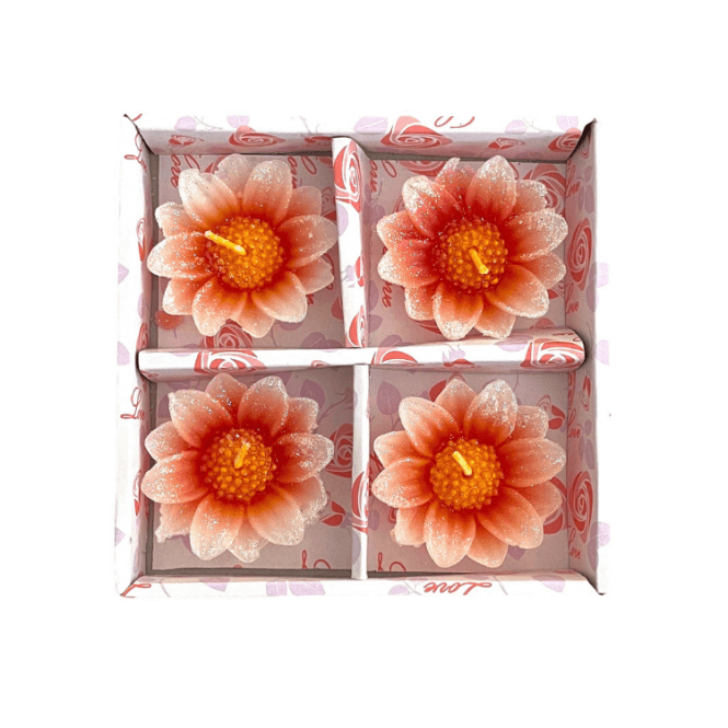 Daisy Glitter Floating Candle 4 Pack No8 D