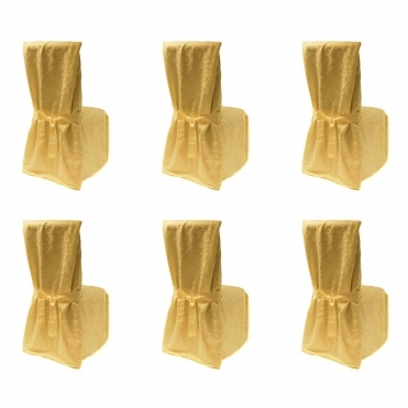 Damask Dining Chair Covers RJ03 Gold - Pack of 6