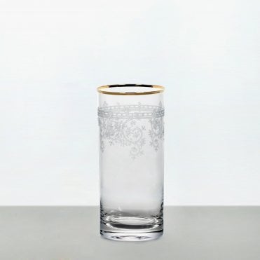 Decal Rimmed Gold Glass Water Tumbler 11210