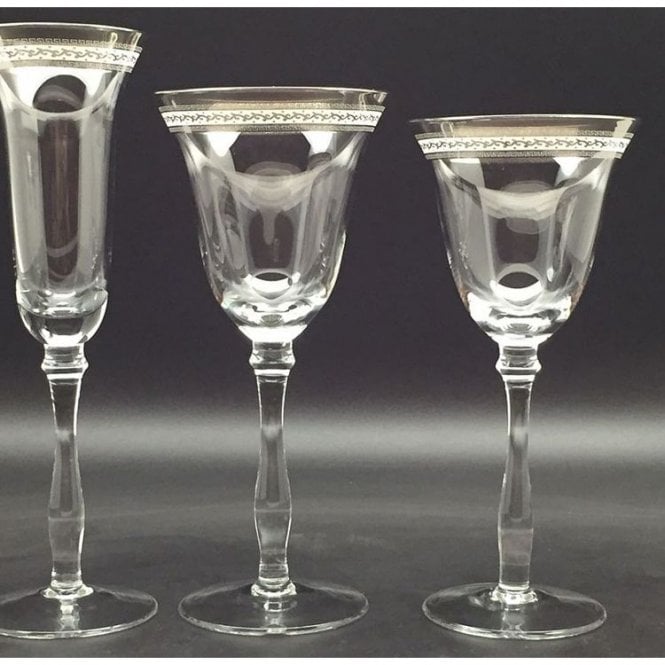 Decal White Wine Glass Silver