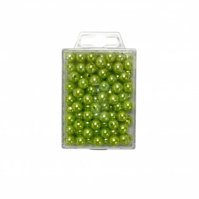 Decorative Pearl Beads Lime Green 10mm