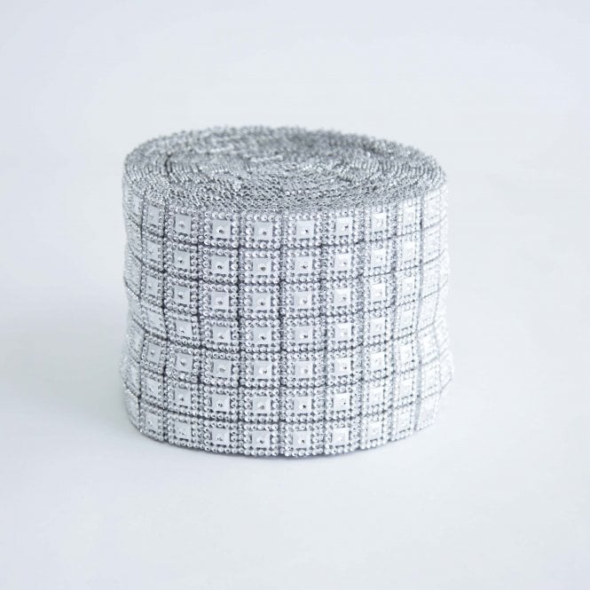 Diamante Mesh 12 Square Rolls Silver