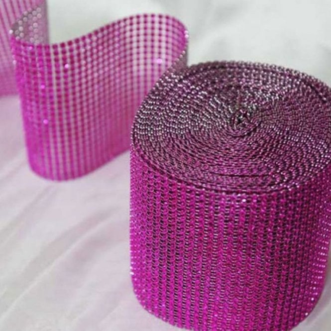 Diamante Mesh Rolls Hot Pink