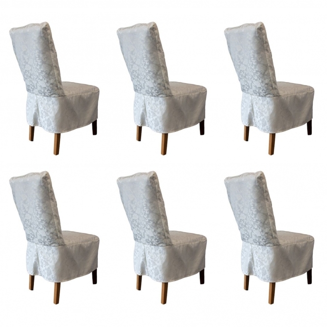 Dining Damask Chaircover Short Ivory RJ13 - Pack of 6
